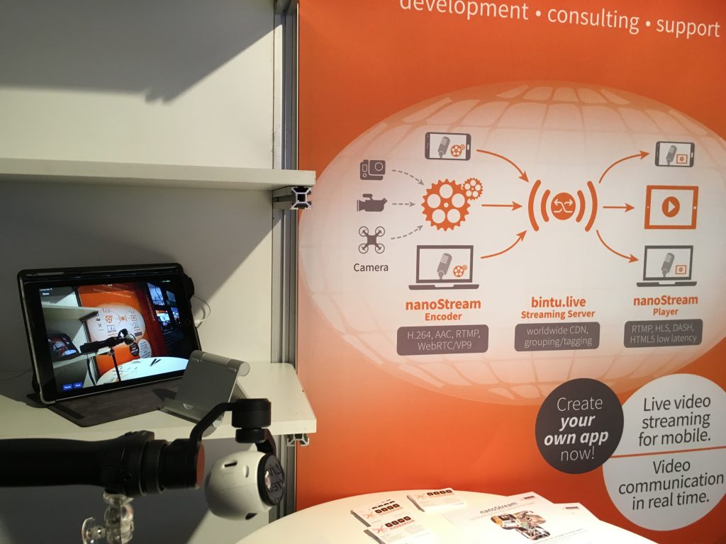 Our booth at the IBC and the complete nanoStream live streaming solution.