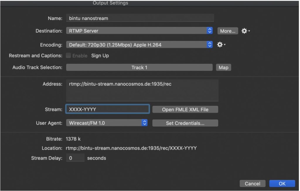 Wirecast Output Settings