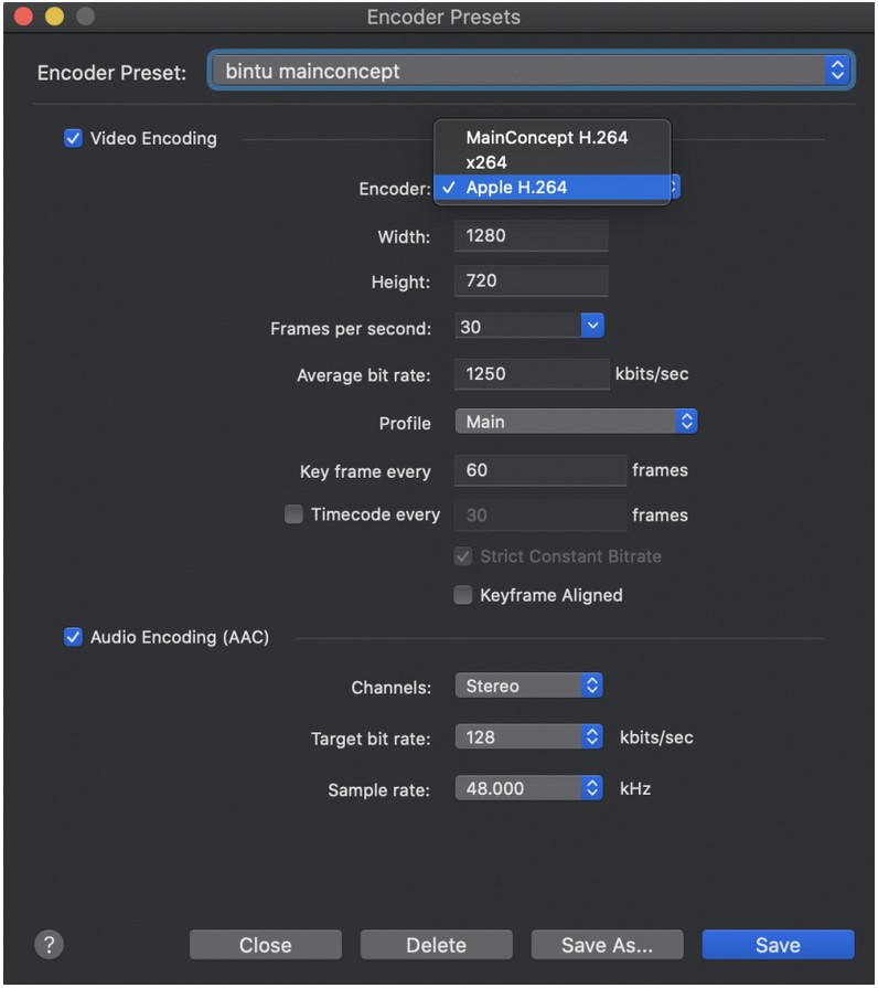 Wirecast Encoder Presets