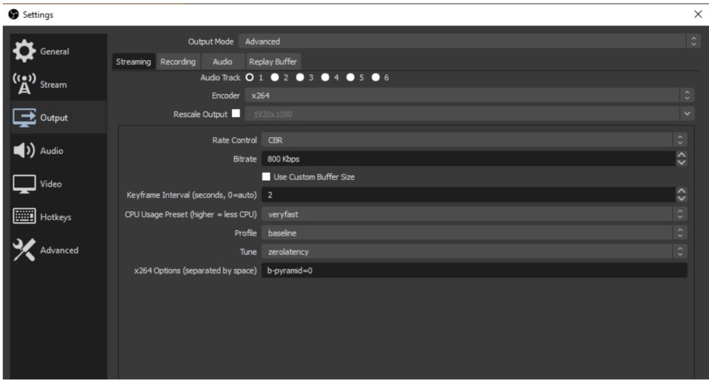 OBS Settings - Output