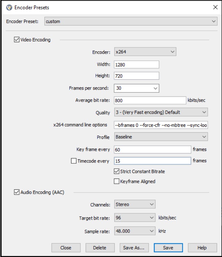 Wirecast - Encoder Presets